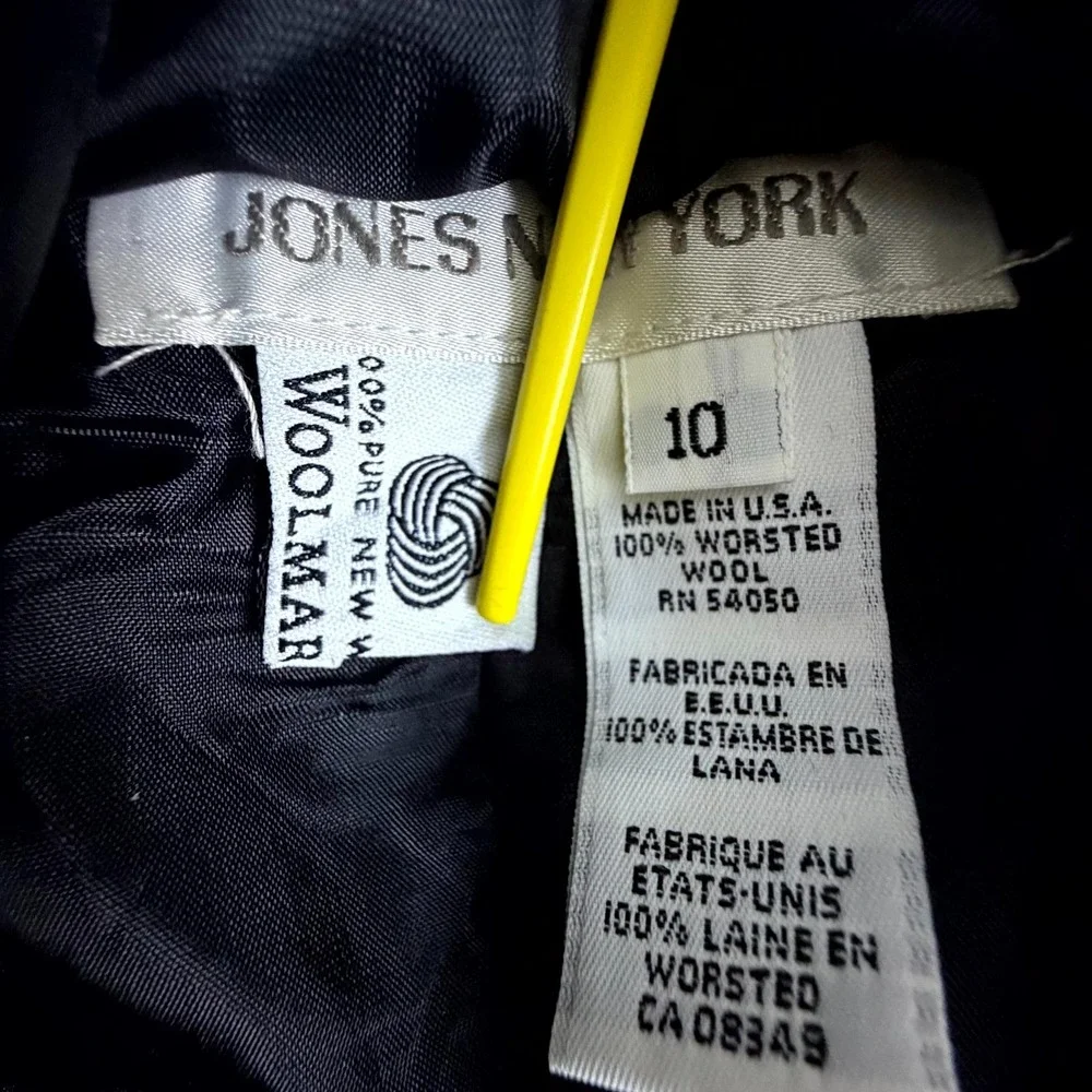 Vintage Jones New York Office Skirt Womens 10 Black Wool Back Slit Capsule